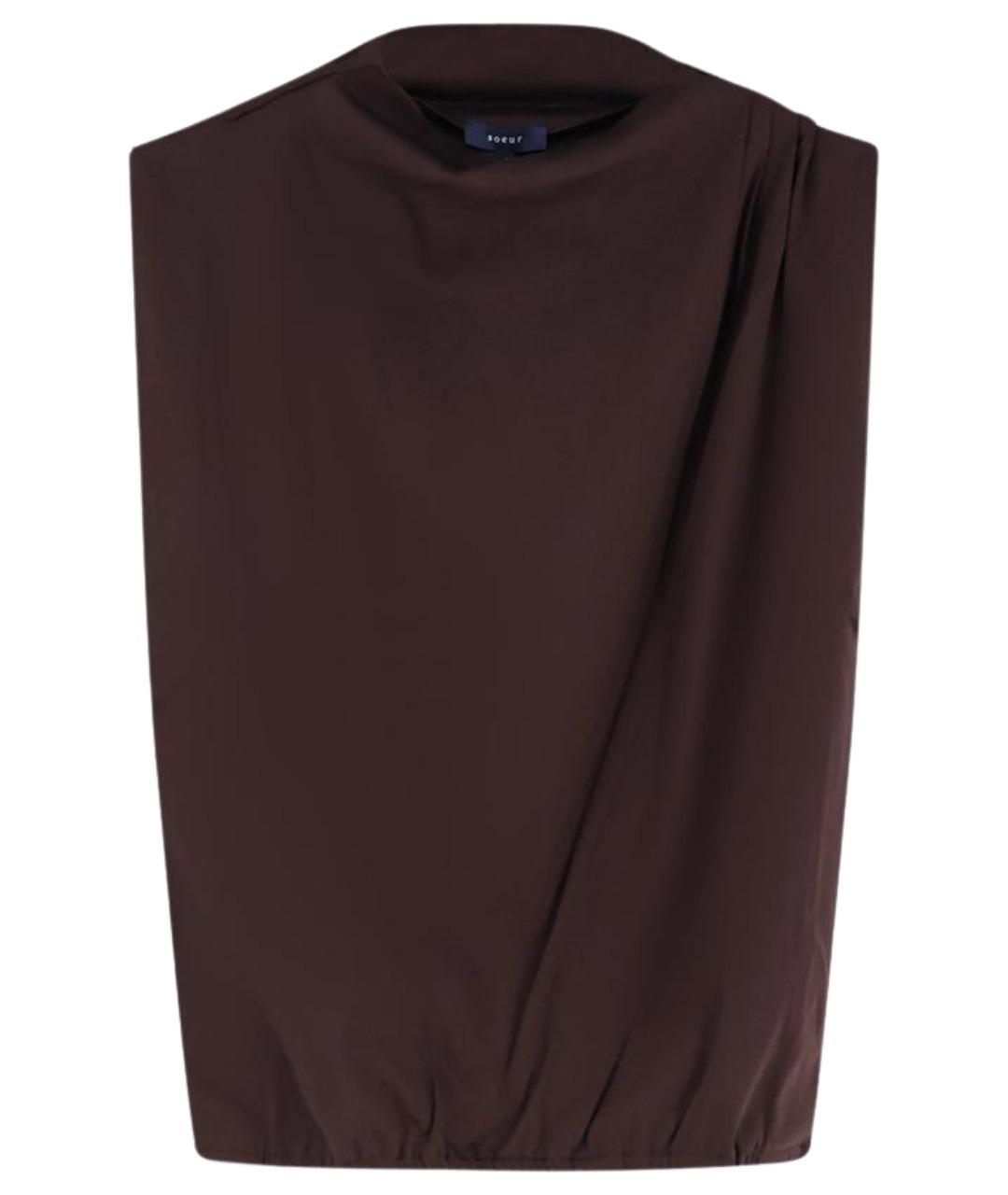 SOEUR Коричневая хлопковая футболка, фото 1