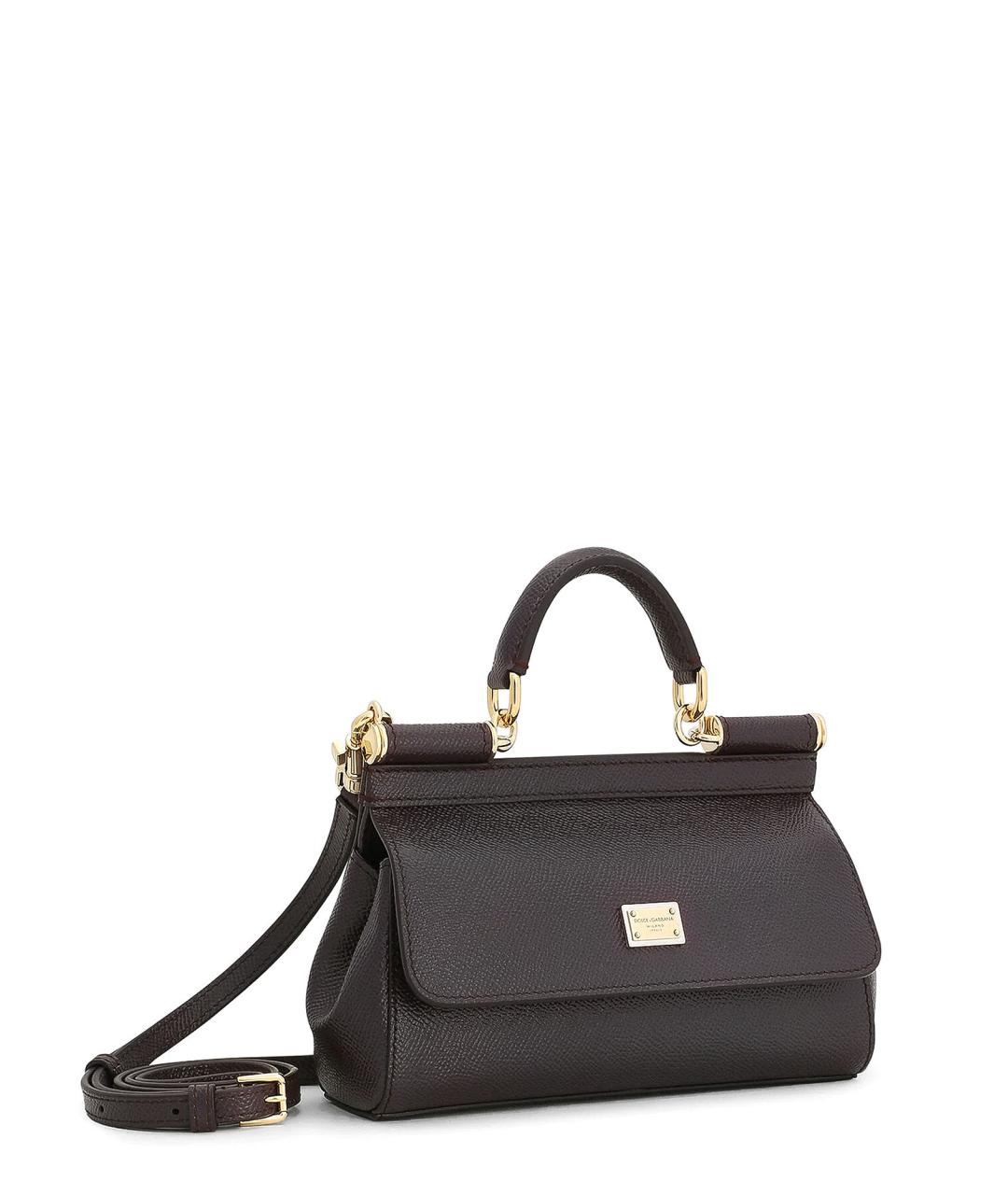 DOLCE&GABBANA Черная кожаная сумка тоут, фото 3