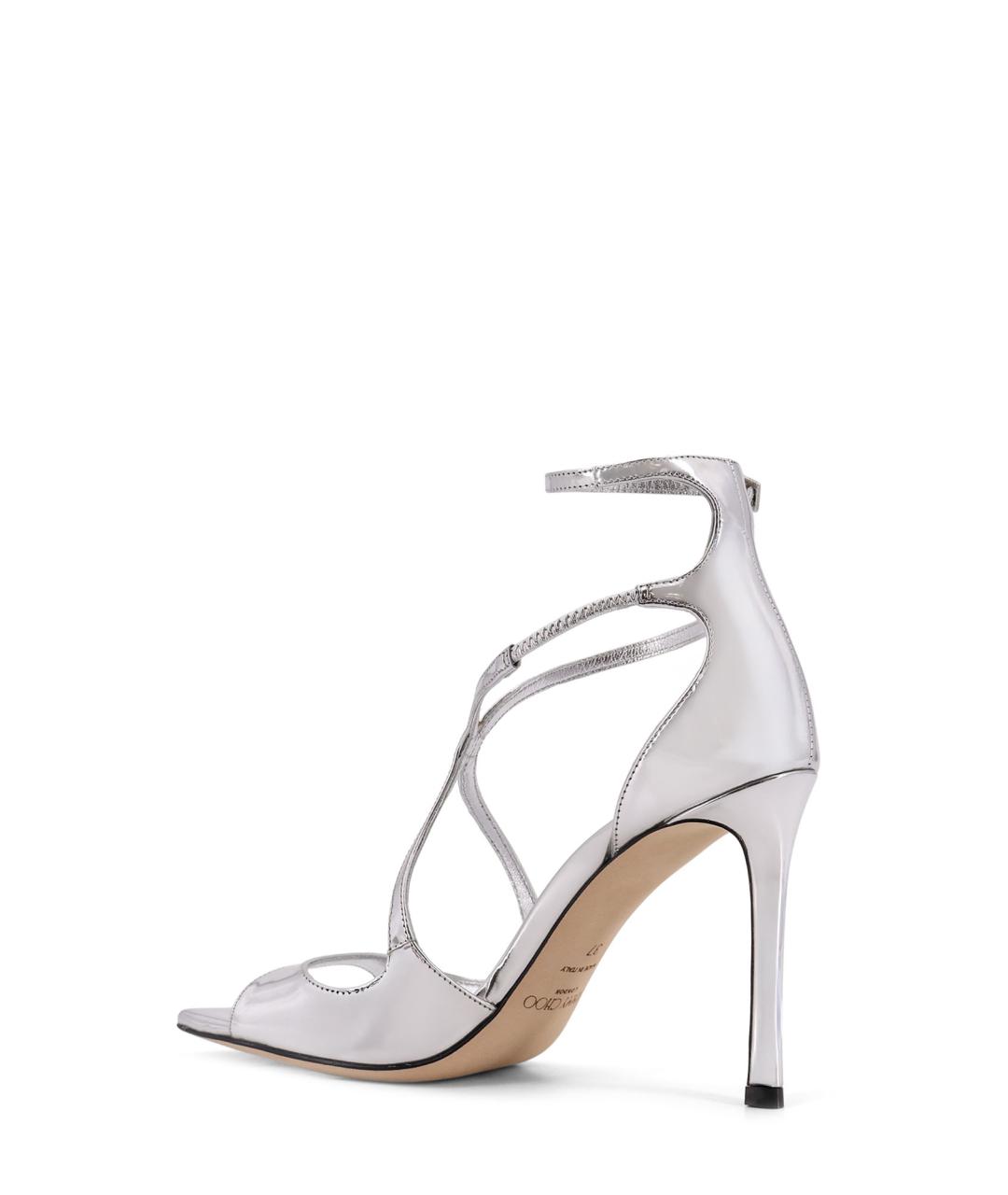 JIMMY CHOO Серебряные босоножки из лакированной кожи, фото 3