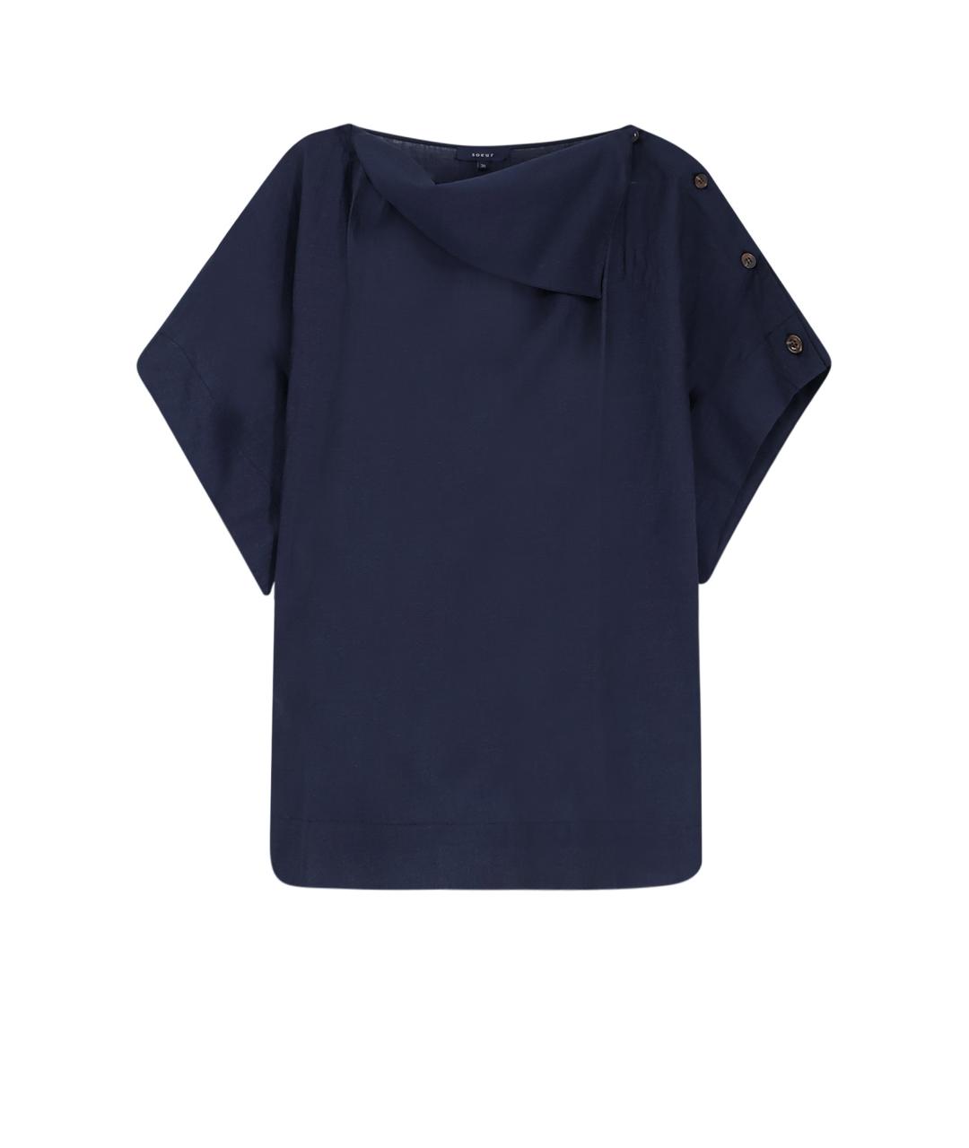 SOEUR Синяя льняная футболка, фото 4