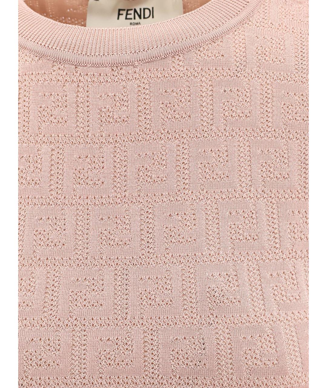 FENDI Розовое хлопковое повседневное платье, фото 3