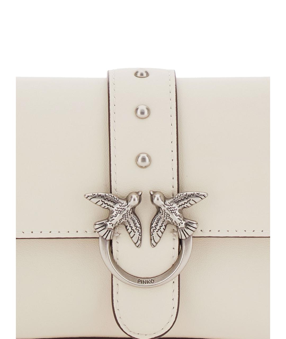 PINKO Белая кожаная сумка через плечо, фото 4