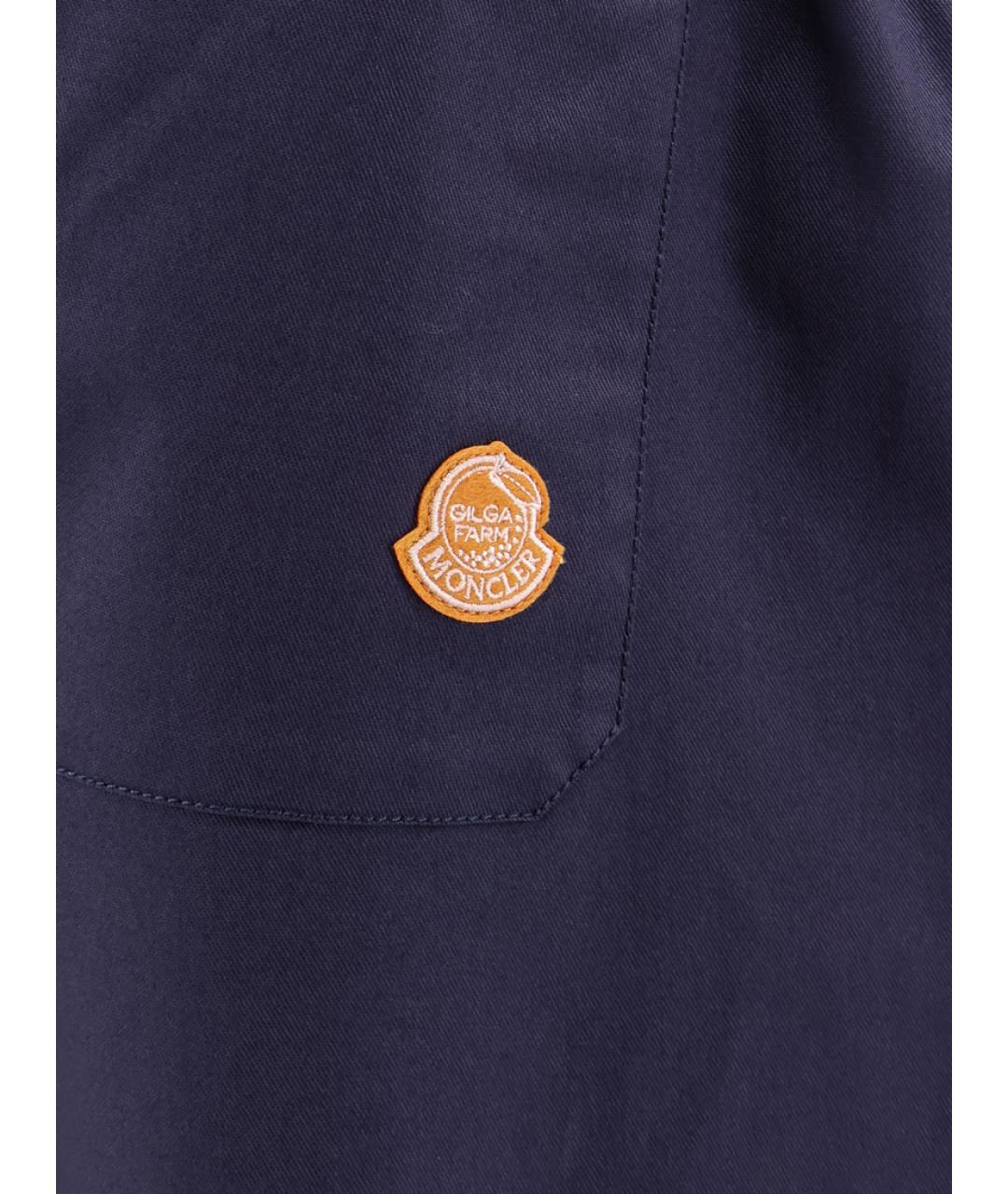 MONCLER Синие хлопковые повседневные брюки, фото 3