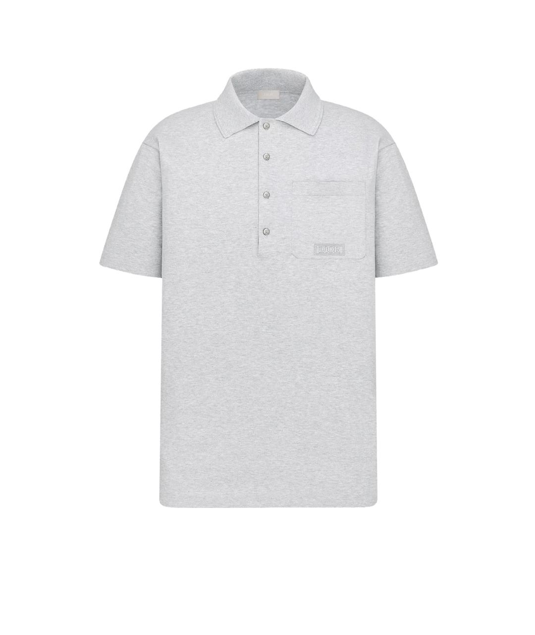 CHRISTIAN DIOR Серое хлопковое поло с коротким рукавом, фото 1