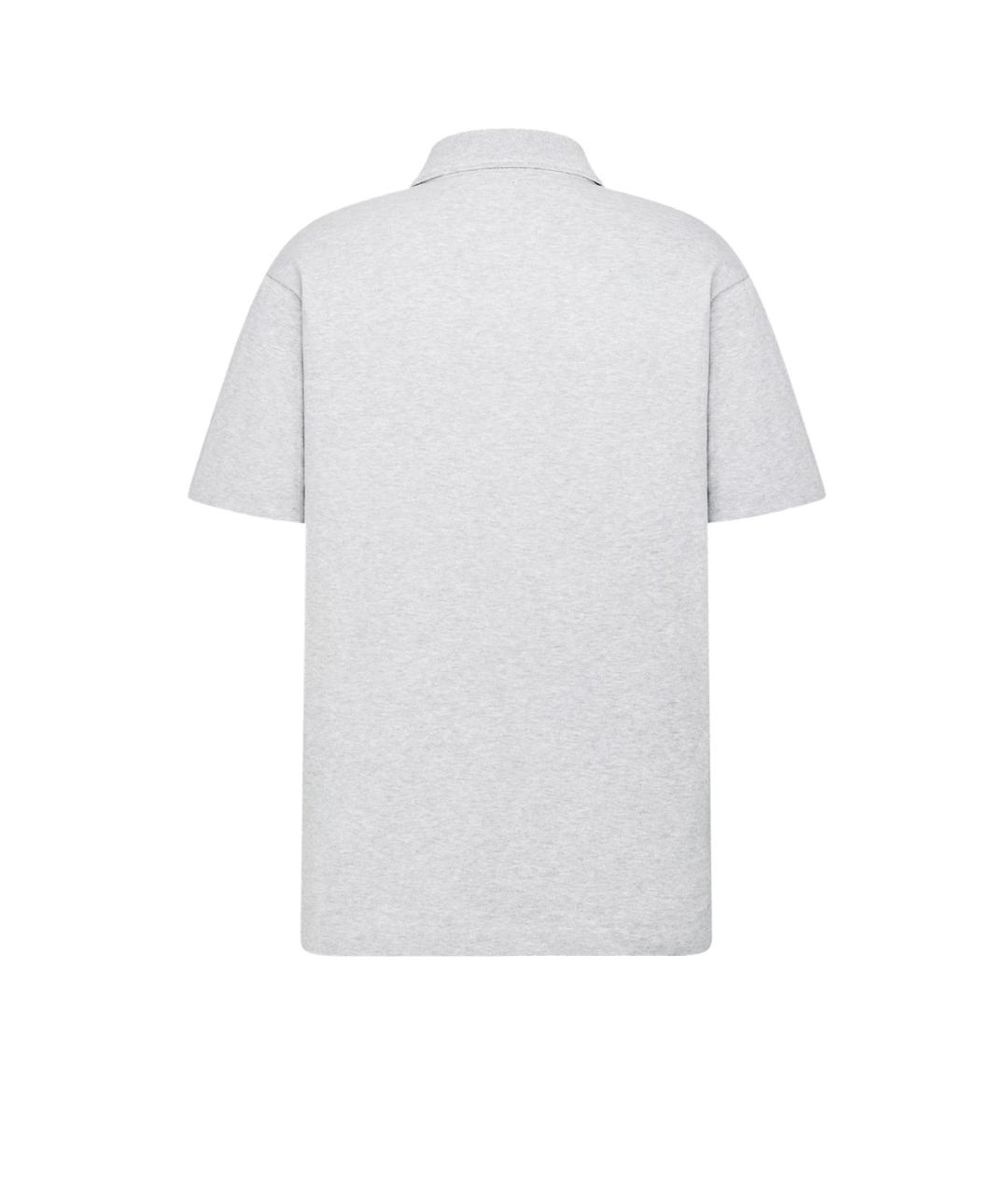 CHRISTIAN DIOR Серое хлопковое поло с коротким рукавом, фото 2