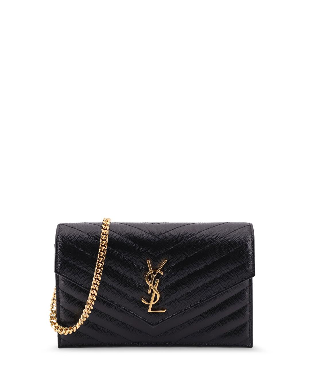 SAINT LAURENT Черная кожаная сумка через плечо, фото 1