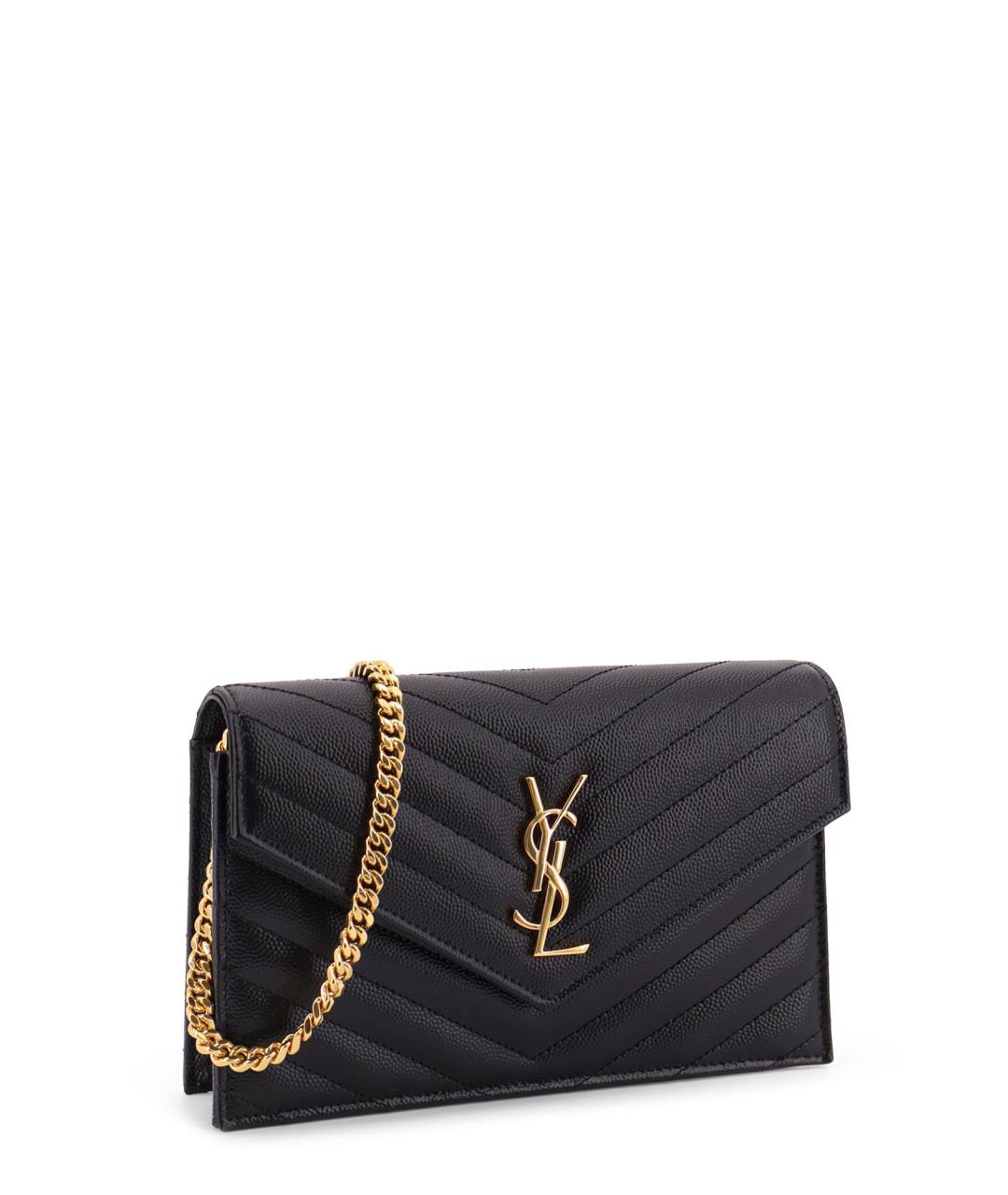 SAINT LAURENT Черная кожаная сумка через плечо, фото 3