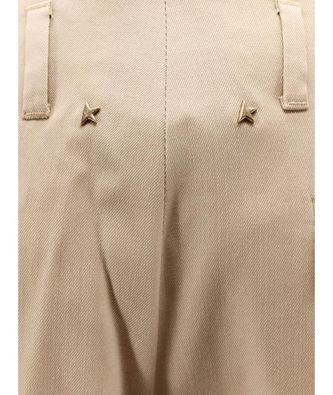 GOLDEN GOOSE DELUXE BRAND Бежевые шерстяные прямые брюки, фото 3