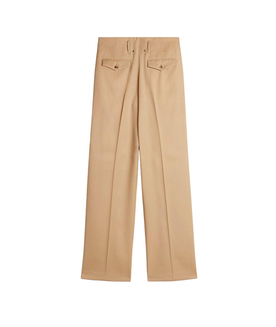 GOLDEN GOOSE DELUXE BRAND Бежевые шерстяные прямые брюки, фото 2