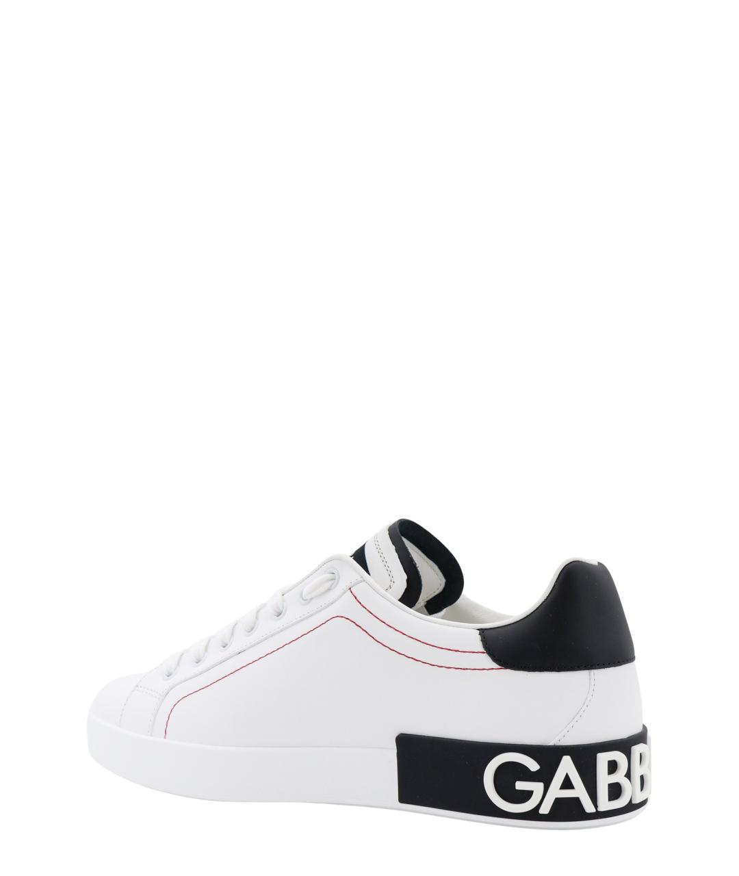 DOLCE&GABBANA Белые кожаные низкие кроссовки / кеды, фото 3