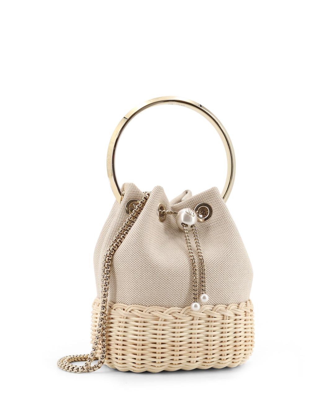 JIMMY CHOO Бежевая тканевая сумка через плечо, фото 3