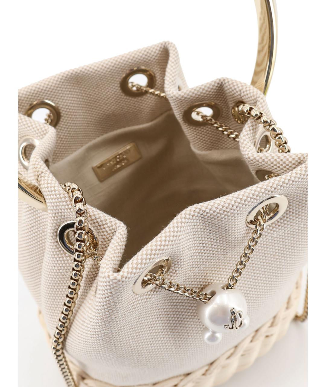 JIMMY CHOO Бежевая тканевая сумка через плечо, фото 4