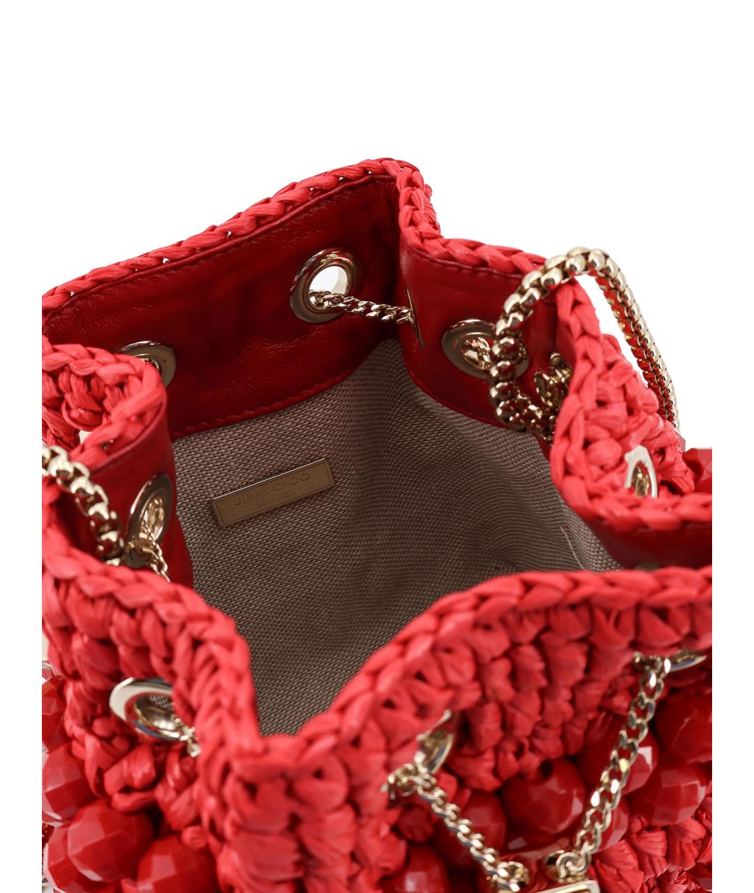 JIMMY CHOO Красная пелетеная сумка через плечо, фото 4