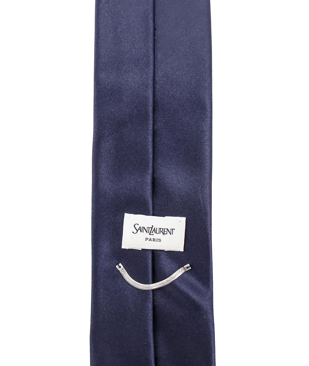 SAINT LAURENT Синий шелковый галстук, фото 3