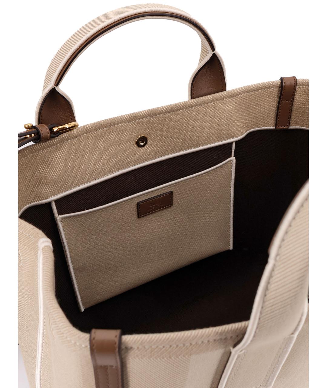 CHLOE Бежевая хлопковая сумка тоут, фото 4