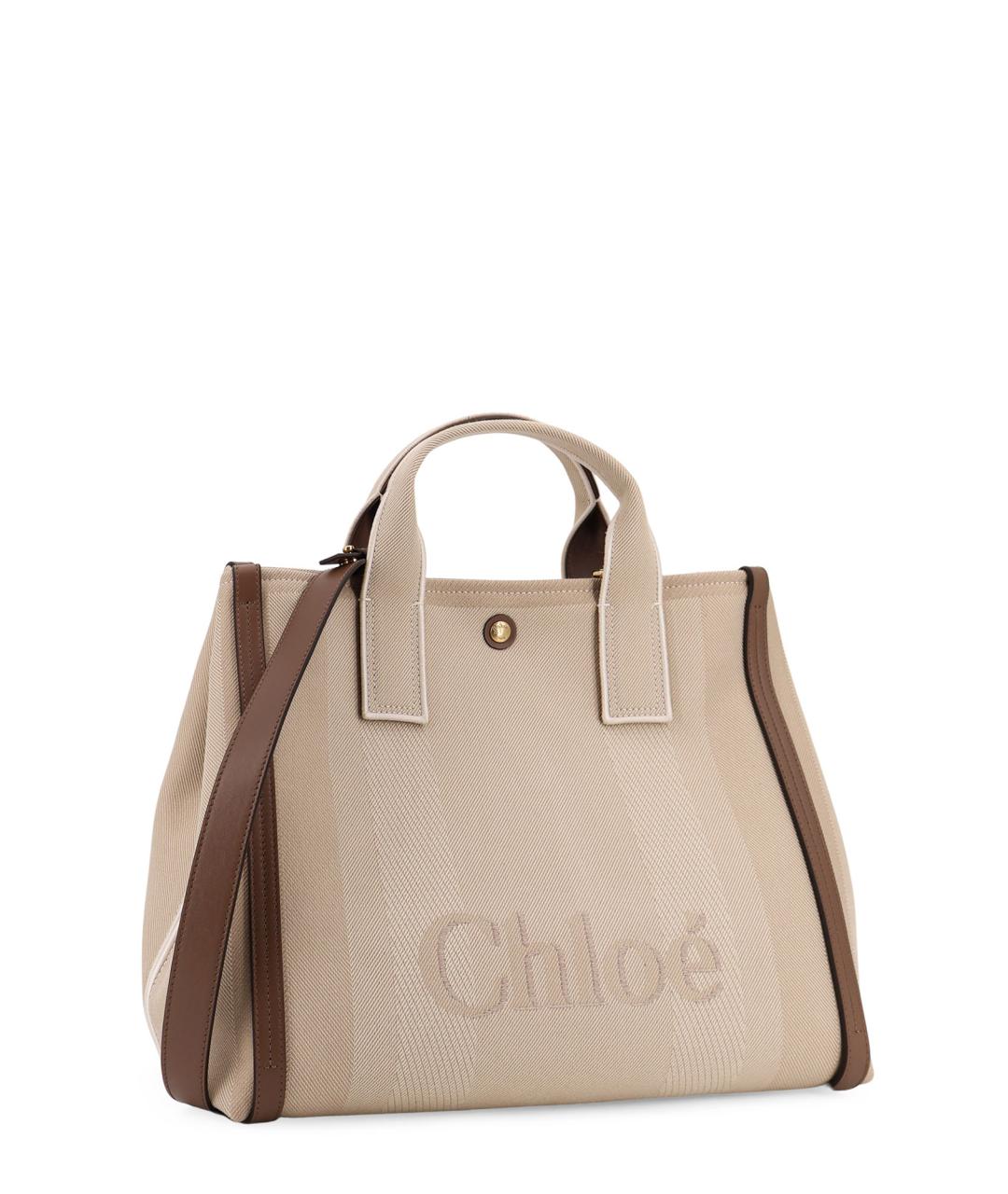 CHLOE Бежевая хлопковая сумка тоут, фото 3
