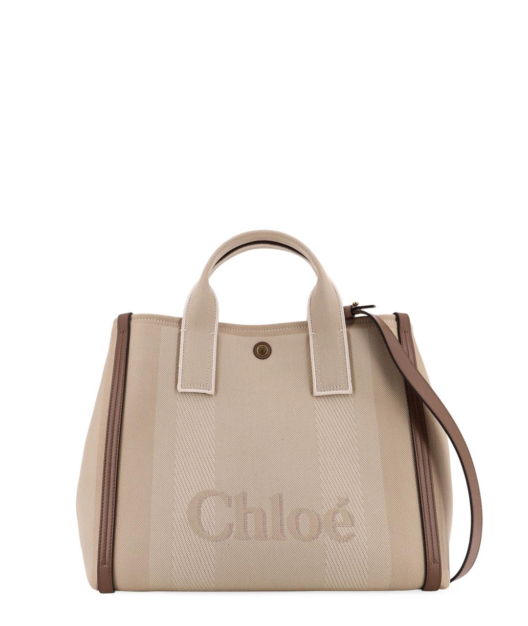 CHLOE Бежевая хлопковая сумка тоут, фото 2