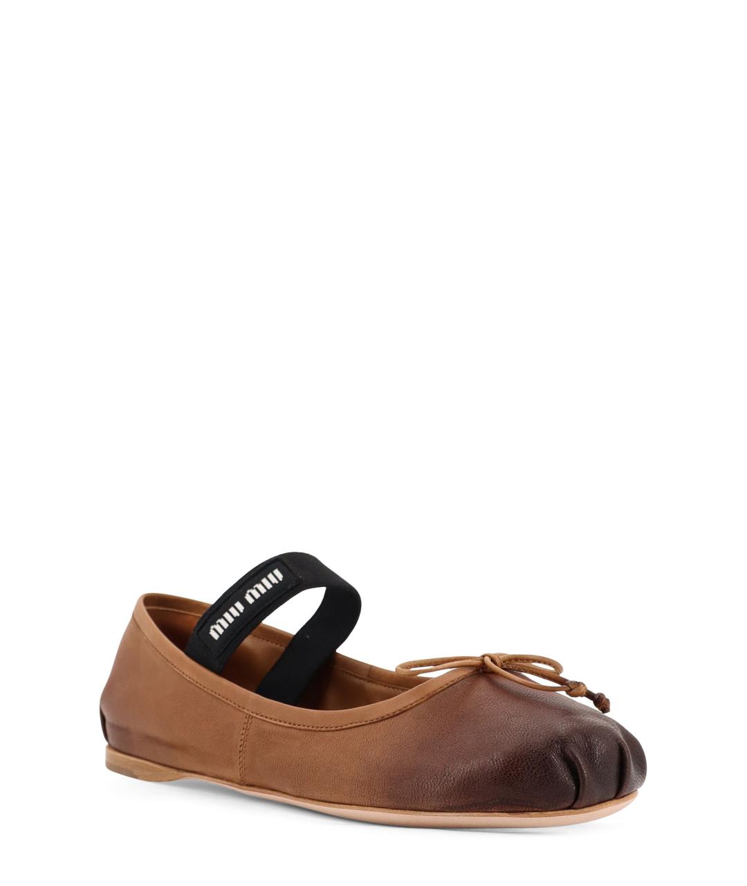 MIU MIU Коричневые кожаные балетки, фото 2
