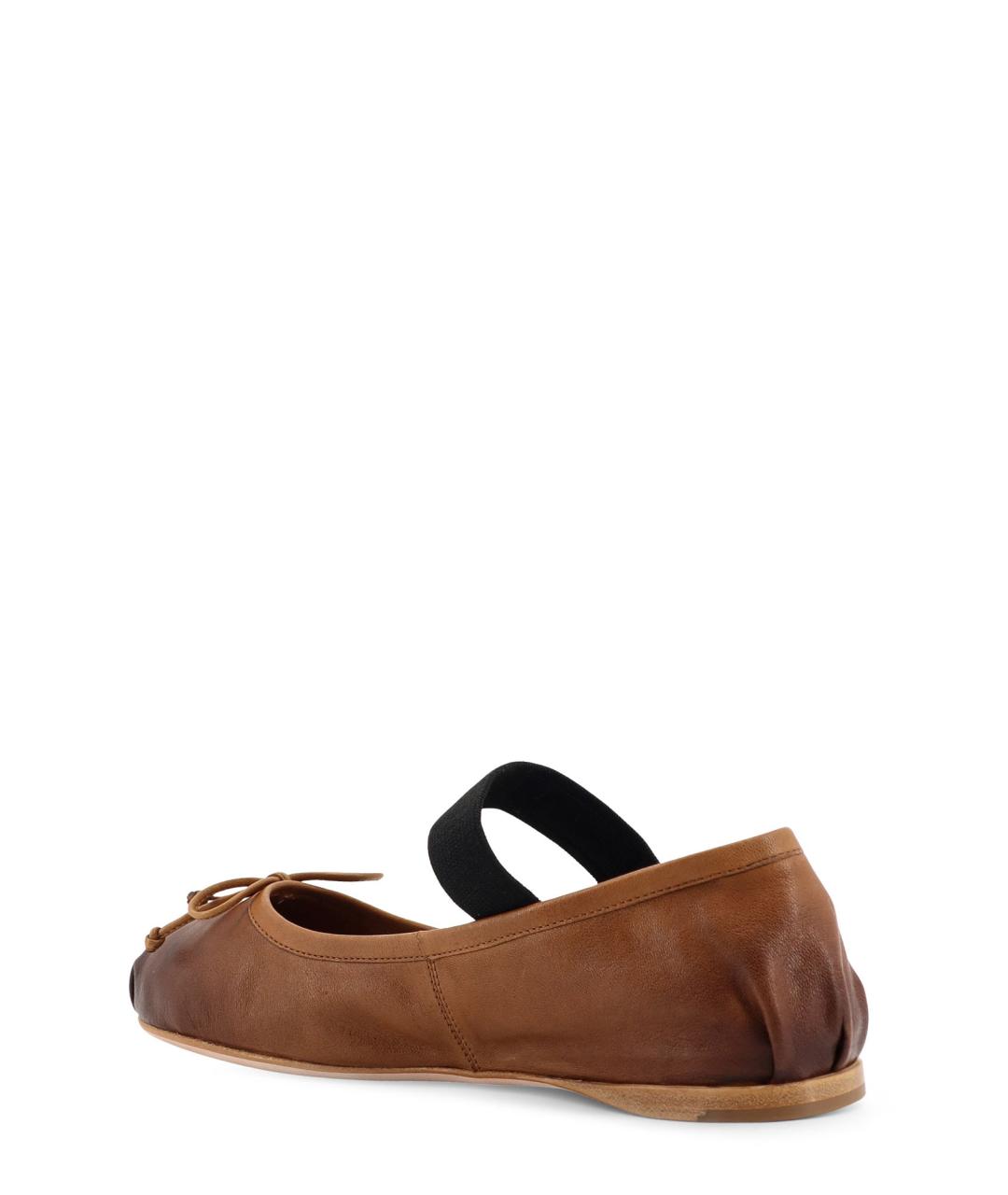 MIU MIU Коричневые кожаные балетки, фото 3