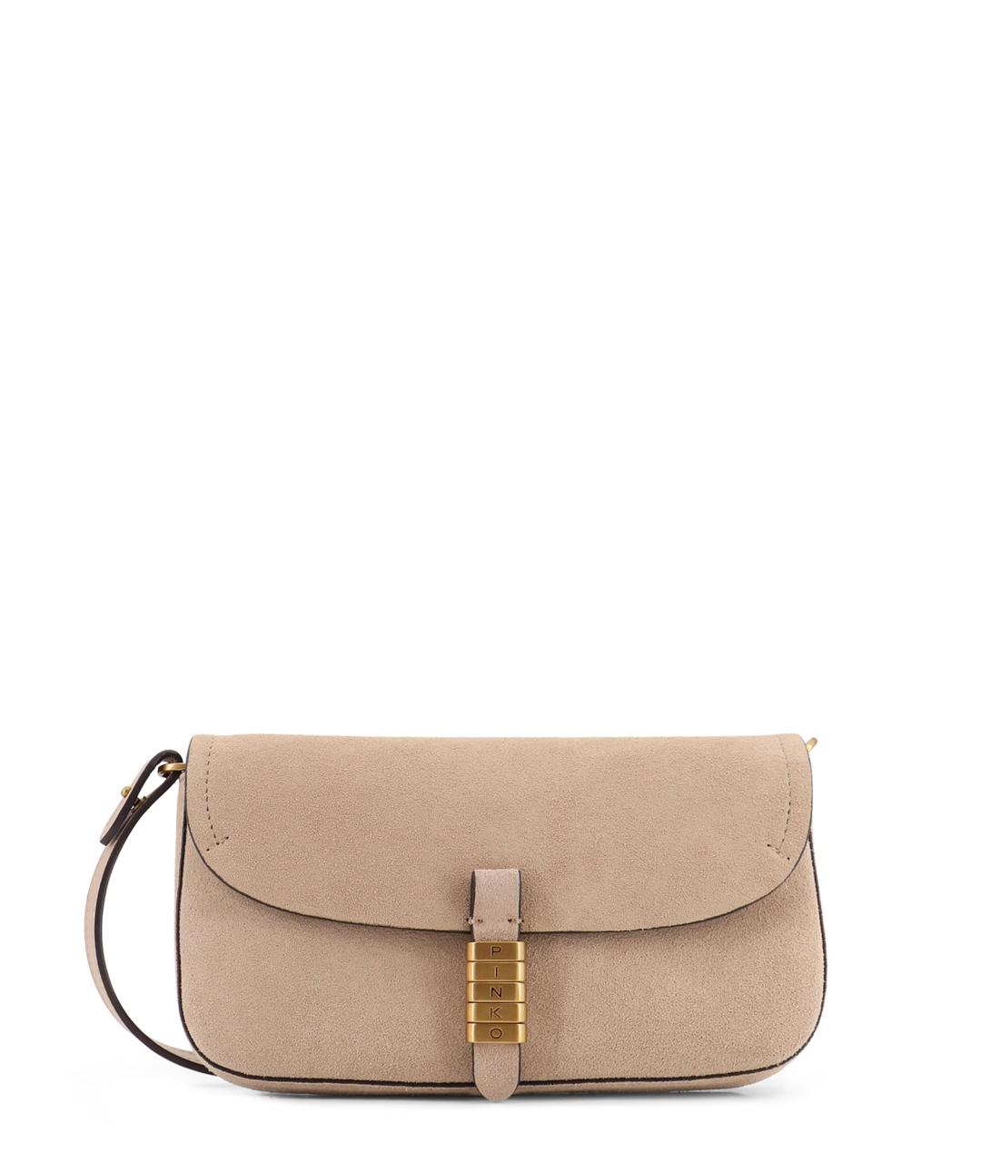 PINKO Бежевая кожаная сумка через плечо, фото 1