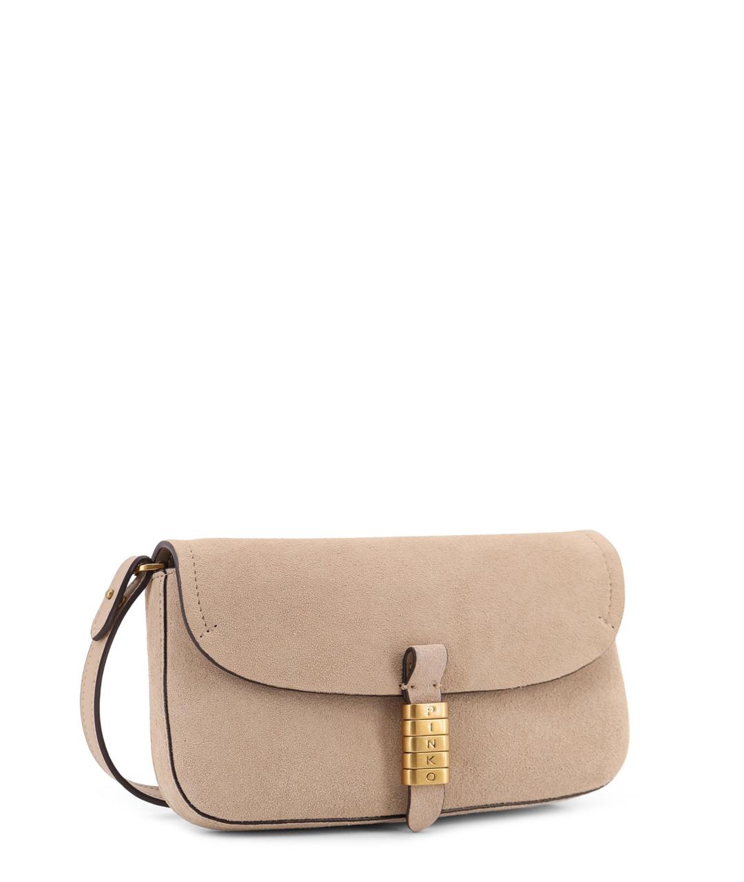 PINKO Бежевая кожаная сумка через плечо, фото 3