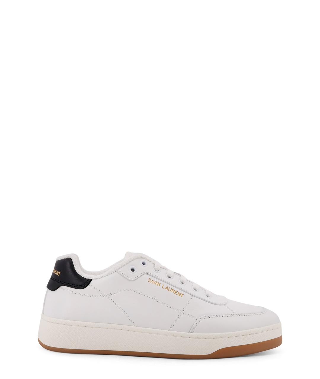 SAINT LAURENT Белые кожаные низкие кроссовки / кеды, фото 1