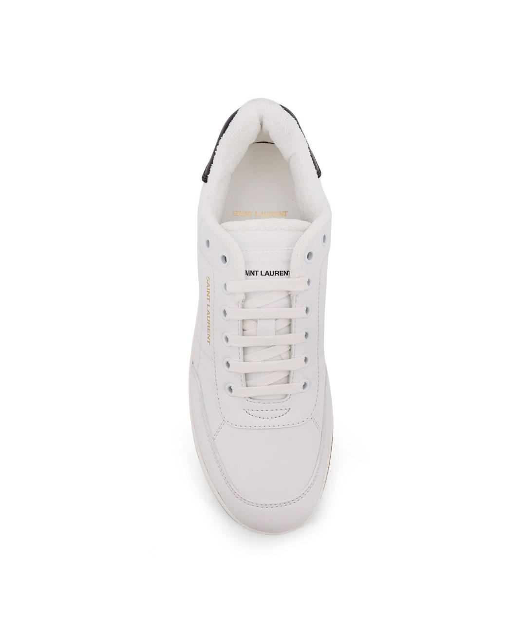 SAINT LAURENT Белые кожаные низкие кроссовки / кеды, фото 5
