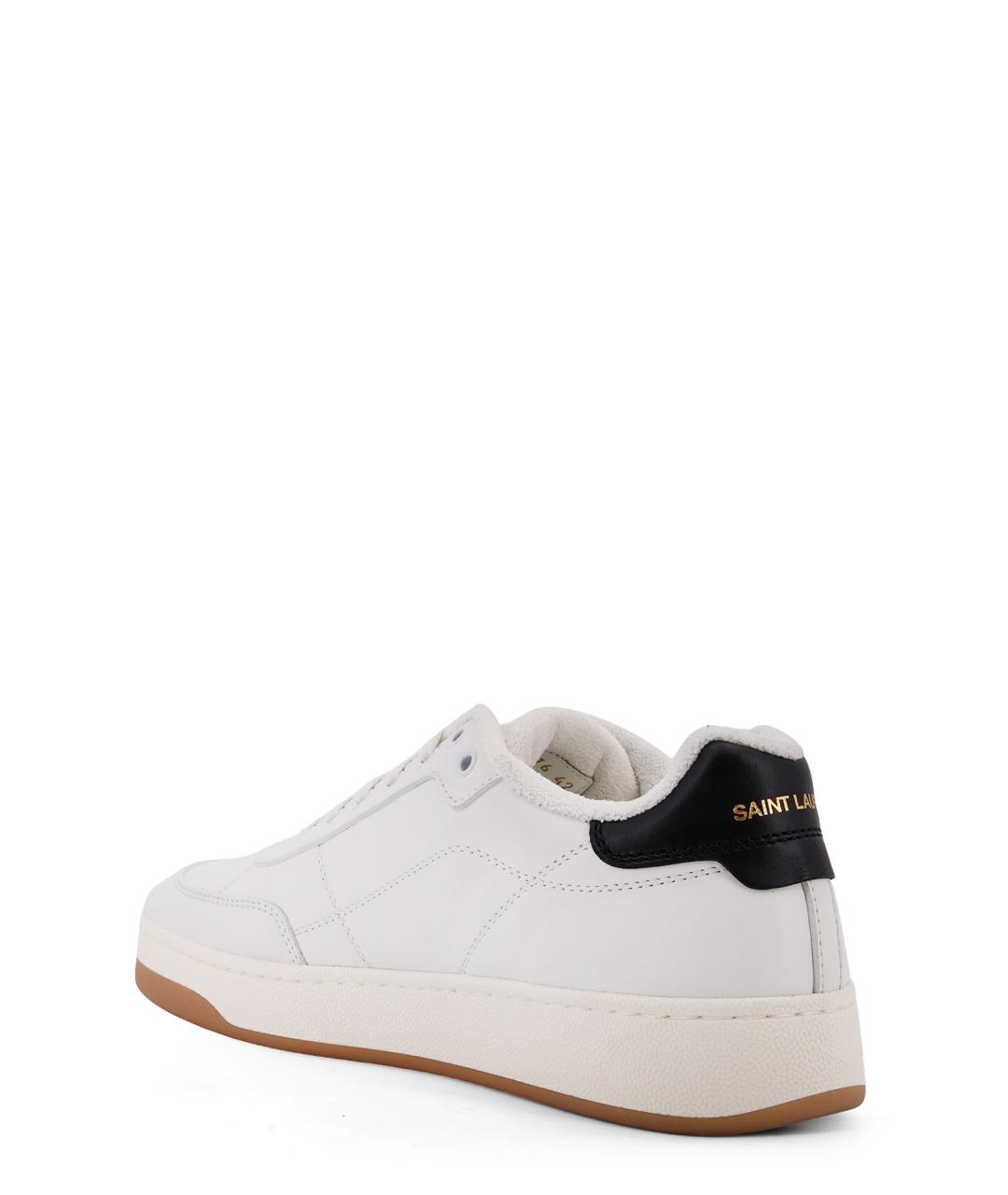 SAINT LAURENT Белые кожаные низкие кроссовки / кеды, фото 3