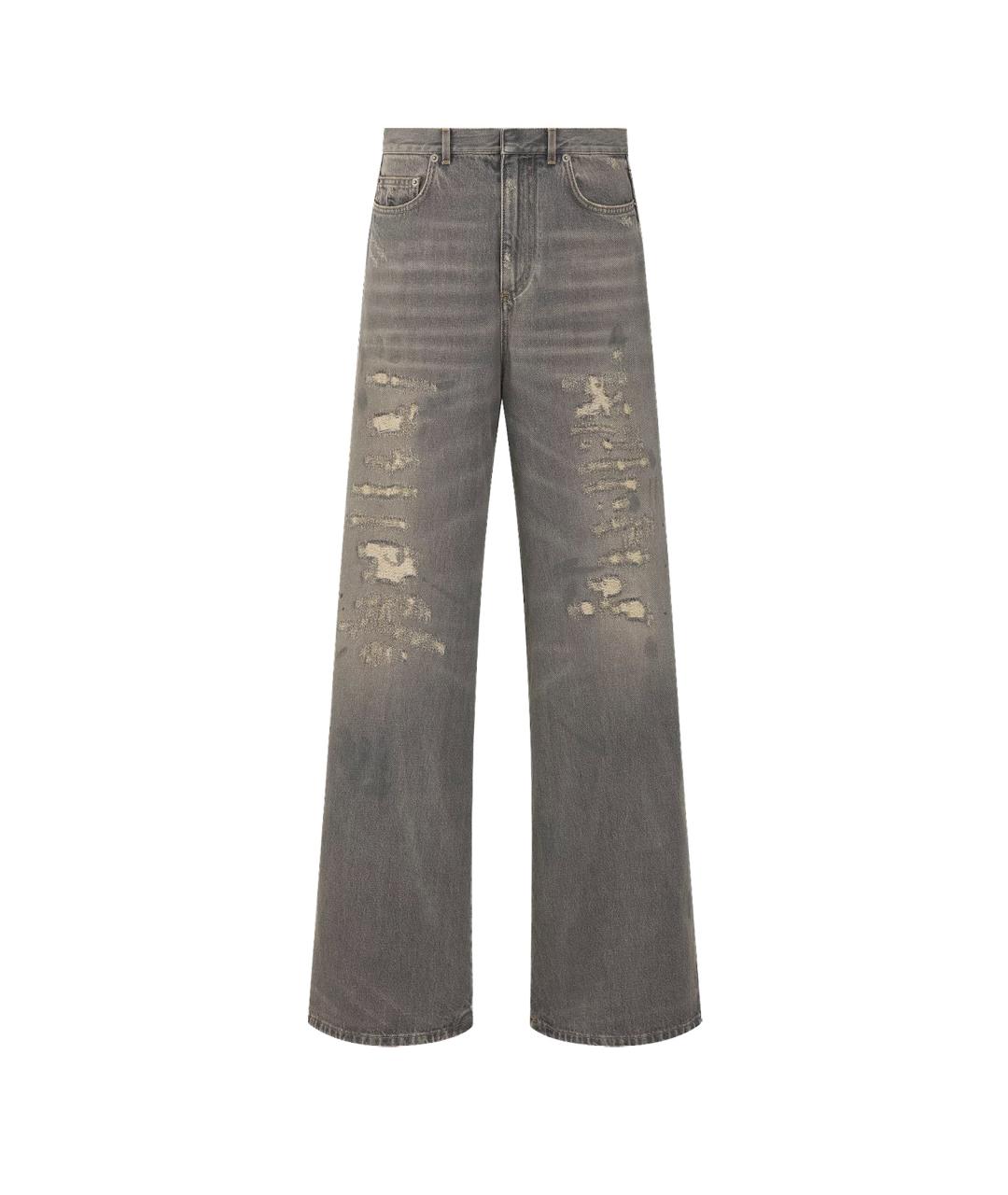 CHRISTIAN DIOR Серые хлопковые прямые джинсы, фото 1