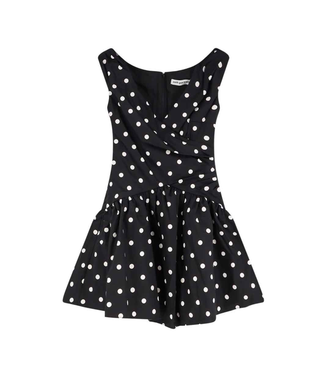 SELF-PORTRAIT Черное хлопковое повседневное платье, фото 1