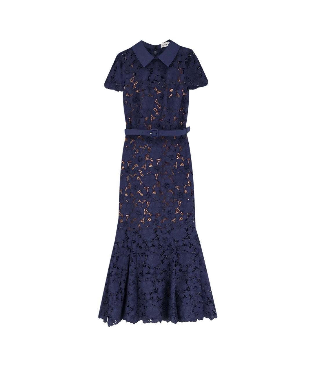 SELF-PORTRAIT Темно-синее полиэстеровое платье, фото 1