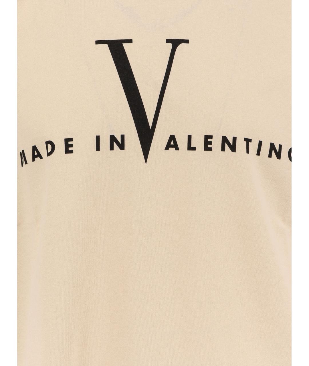 VALENTINO Бежевая хлопковая футболка, фото 3
