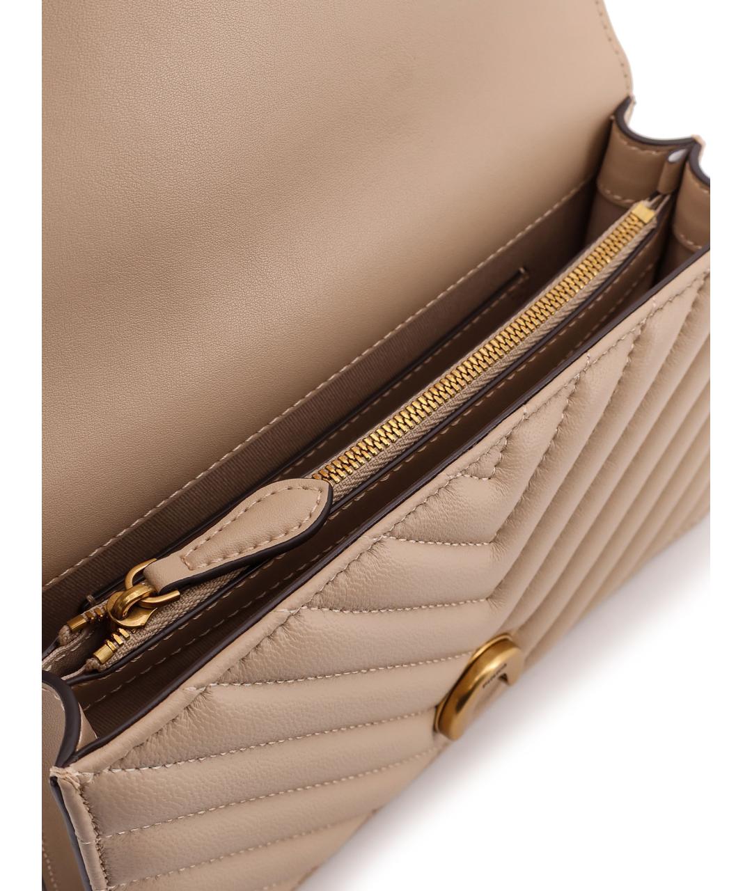 PINKO Бежевая кожаная сумка через плечо, фото 4