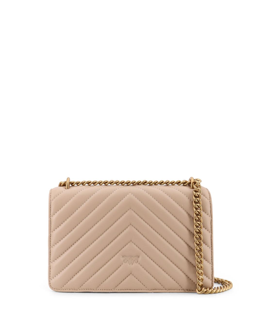 PINKO Бежевая кожаная сумка через плечо, фото 2