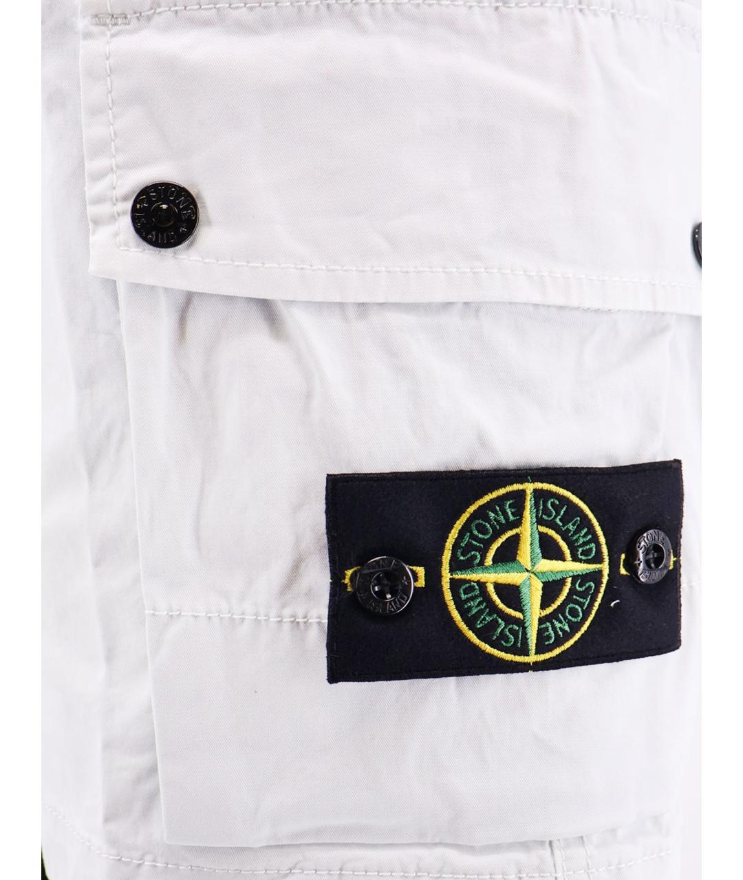 STONE ISLAND Белые хлопковые шорты, фото 3