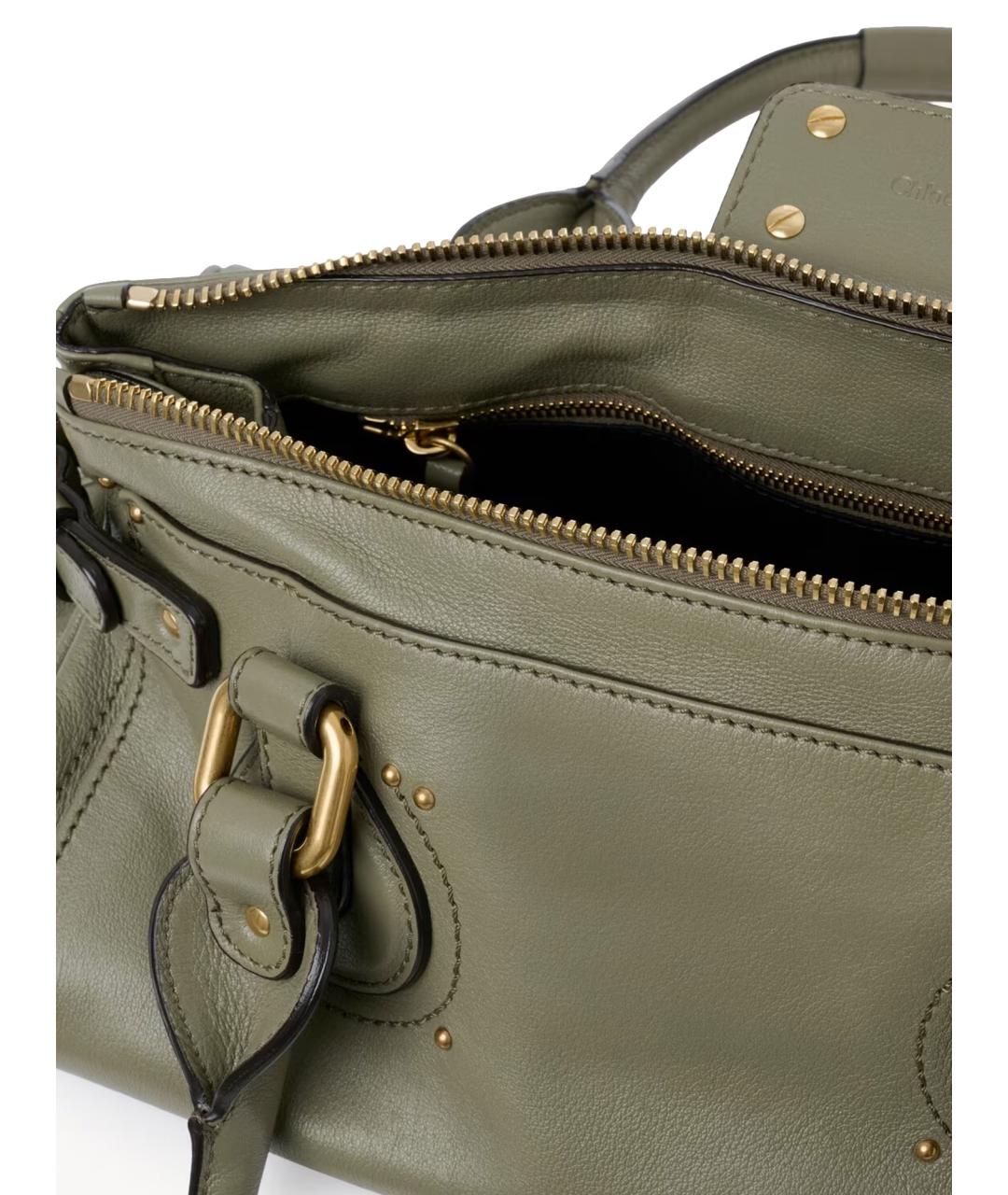 CHLOE Зеленая кожаная сумка с короткими ручками, фото 4