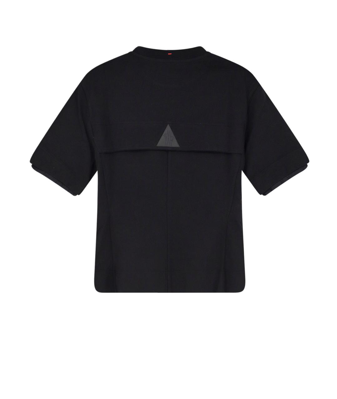 MONCLER GRENOBLE Черная хлопковая футболка, фото 2