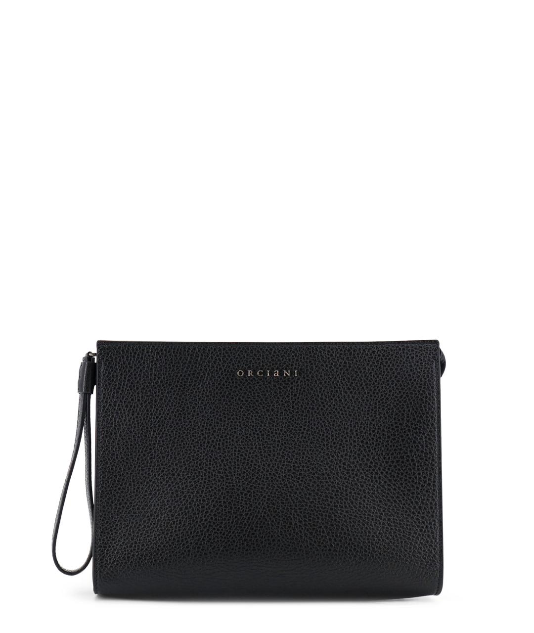 ORCIANI Черная кожаная барсетка, фото 1