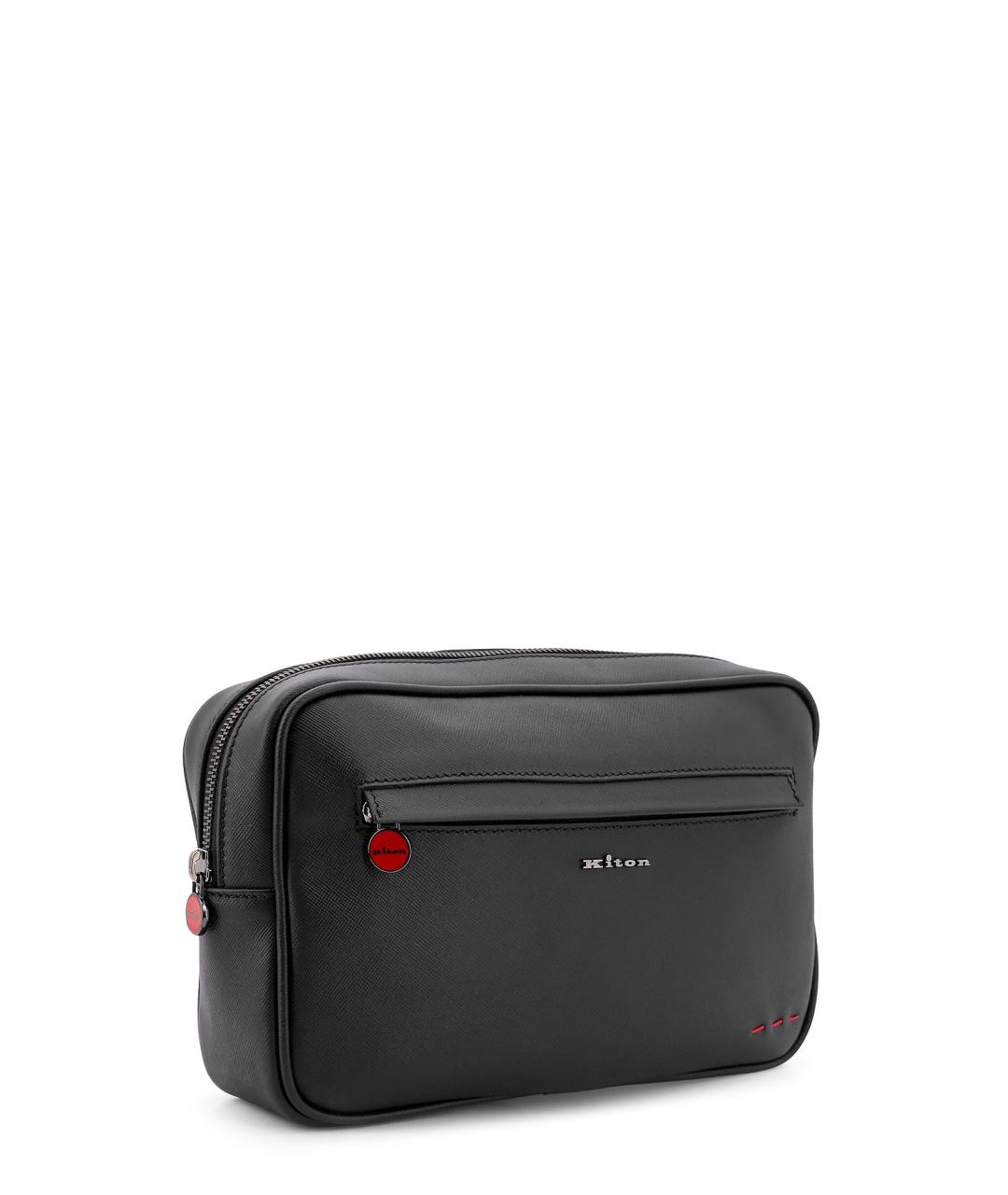 KITON Черная кожаная сумка на плечо, фото 3