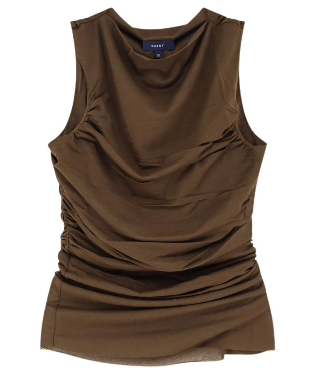 SOEUR Коричневая хлопковая майка, фото 1
