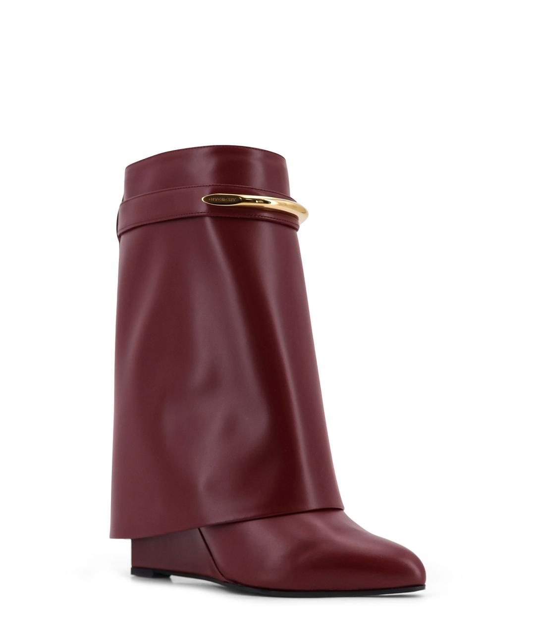 GIVENCHY Бордовые кожаные полусапоги, фото 2