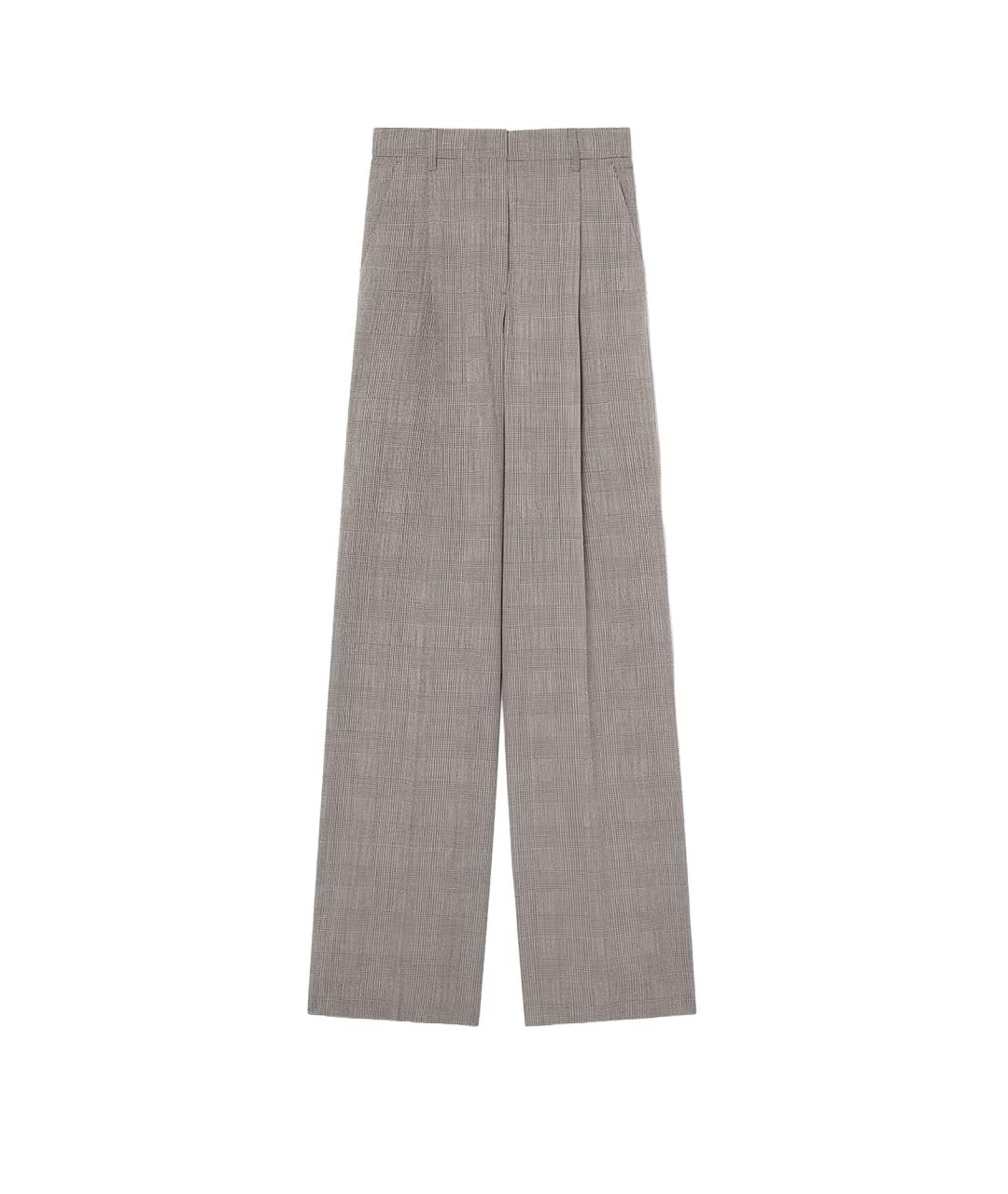 GOLDEN GOOSE DELUXE BRAND Серые шерстяные прямые брюки, фото 1