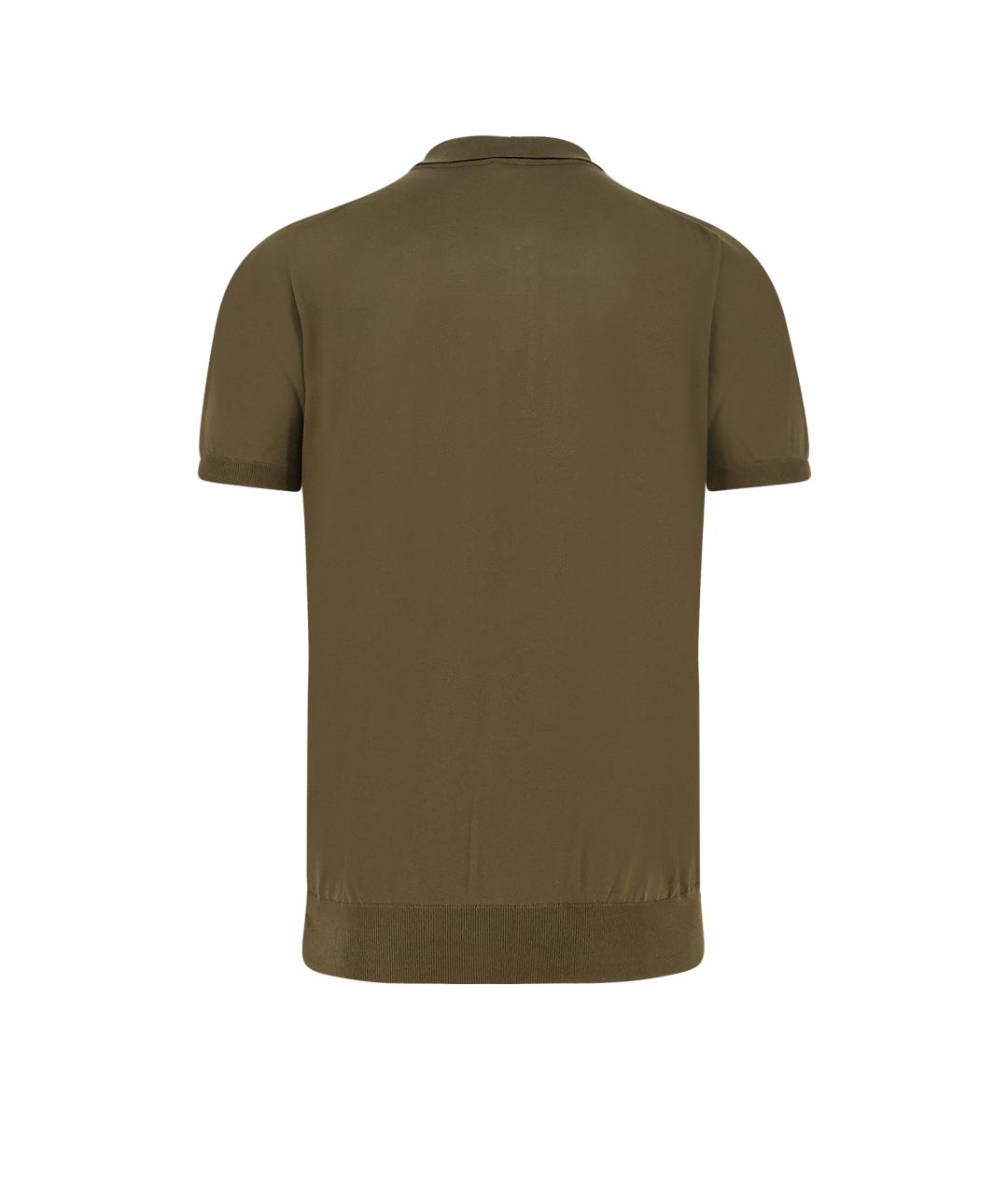 KITON Зеленые хлопковое поло с коротким рукавом, фото 2