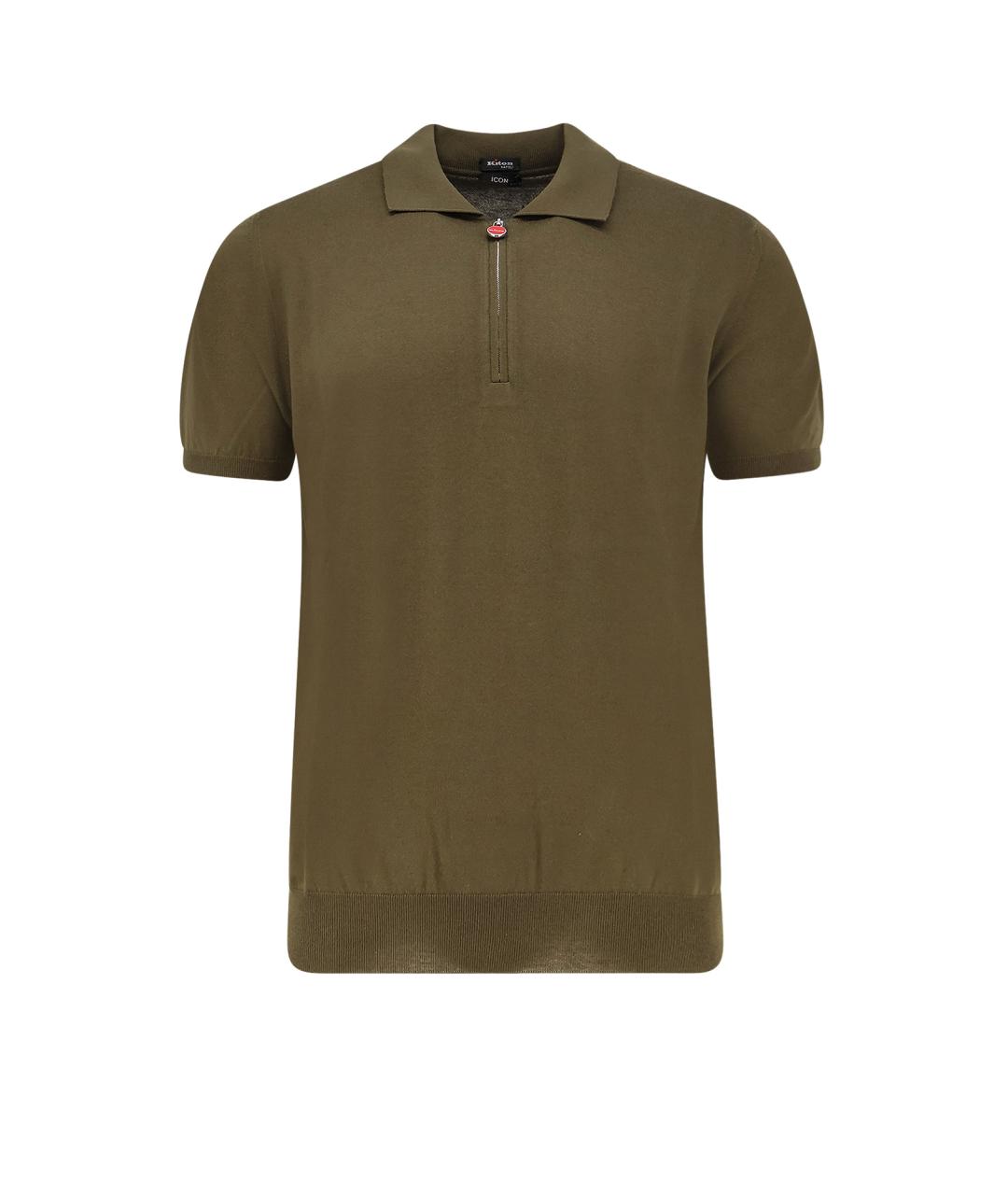 KITON Зеленые хлопковое поло с коротким рукавом, фото 1