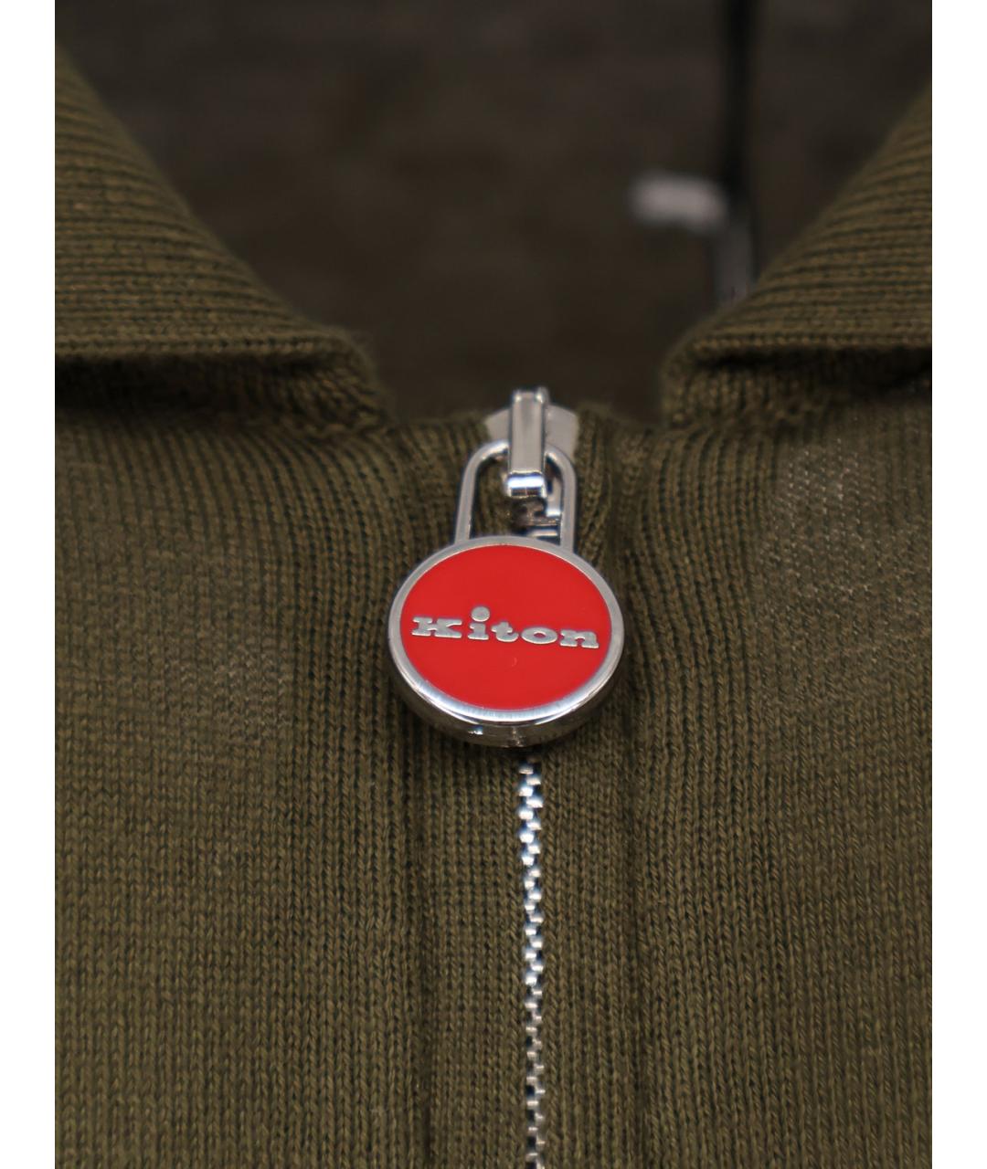 KITON Зеленые хлопковое поло с коротким рукавом, фото 3