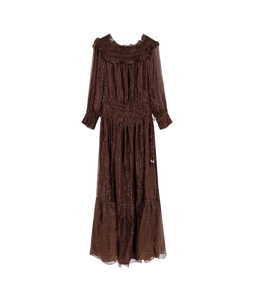 SELF-PORTRAIT Коричневое шелковое платье, фото 1