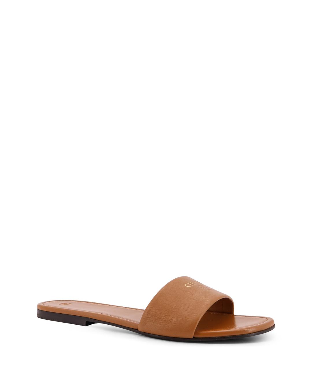 CELINE Коричневые кожаные шлепанцы, фото 2