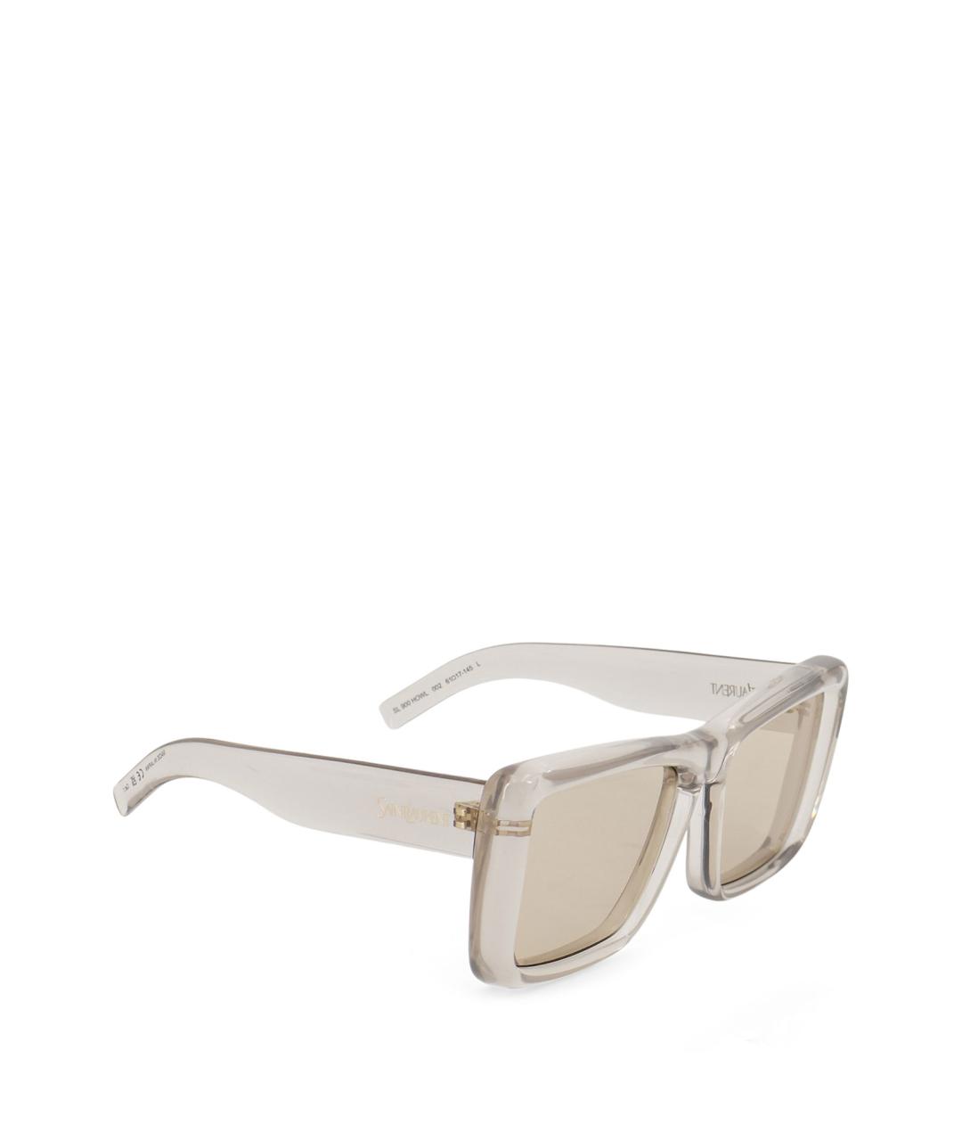 SAINT LAURENT Бежевые пластиковые солнцезащитные очки, фото 1