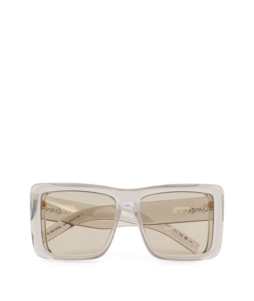 SAINT LAURENT Бежевые пластиковые солнцезащитные очки, фото 2