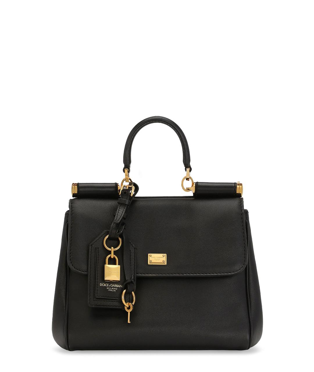 DOLCE&GABBANA Черная кожаная сумка тоут, фото 1